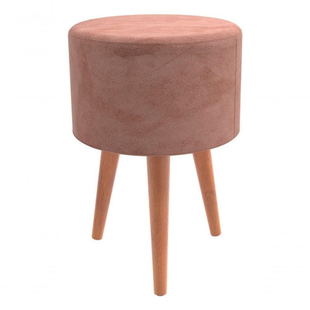 Puff Banqueta Redondo Luxo Decorativo Retro Vintage Rosé Rosa