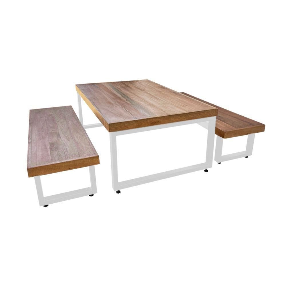 Mesa Industrial Infantil Bernardo 120x70cm Ferragem Branca Com 2 Bancos Industriais Preto