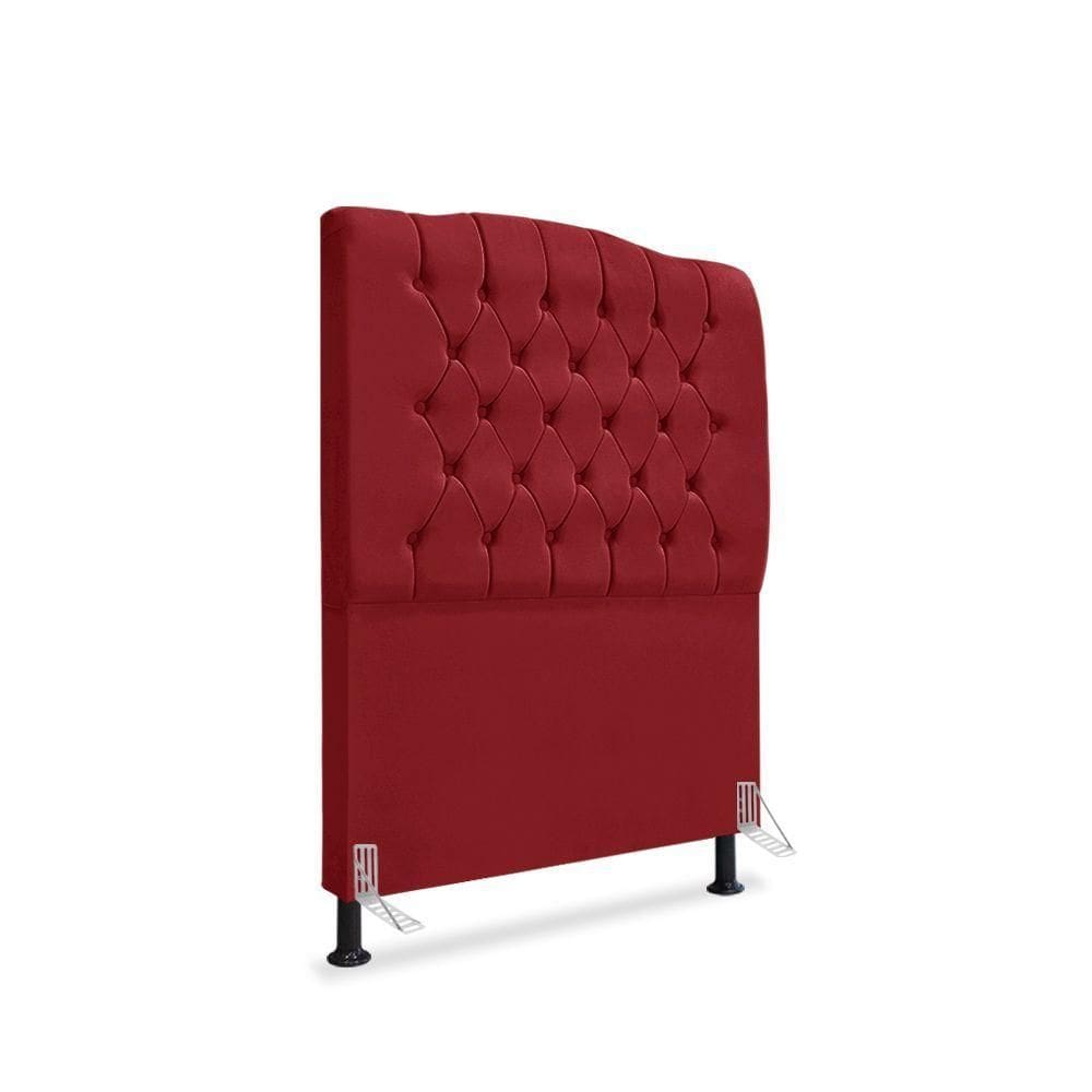 Cabeceira De Cama Box Solteiro 90 Cm Dunas - Veludo Vermelho.