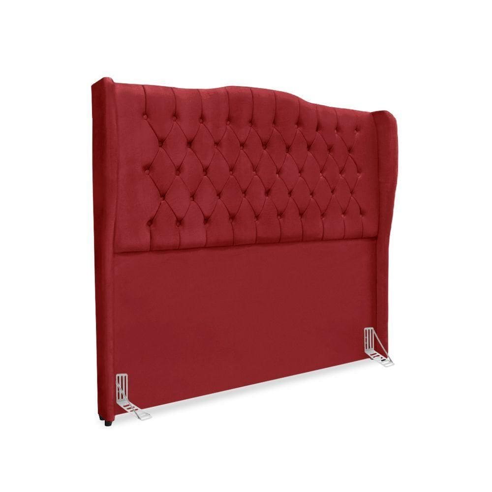 Cabeceira De Cama Box Casal 140 Cm Dubai Premium - Veludo Vermelho