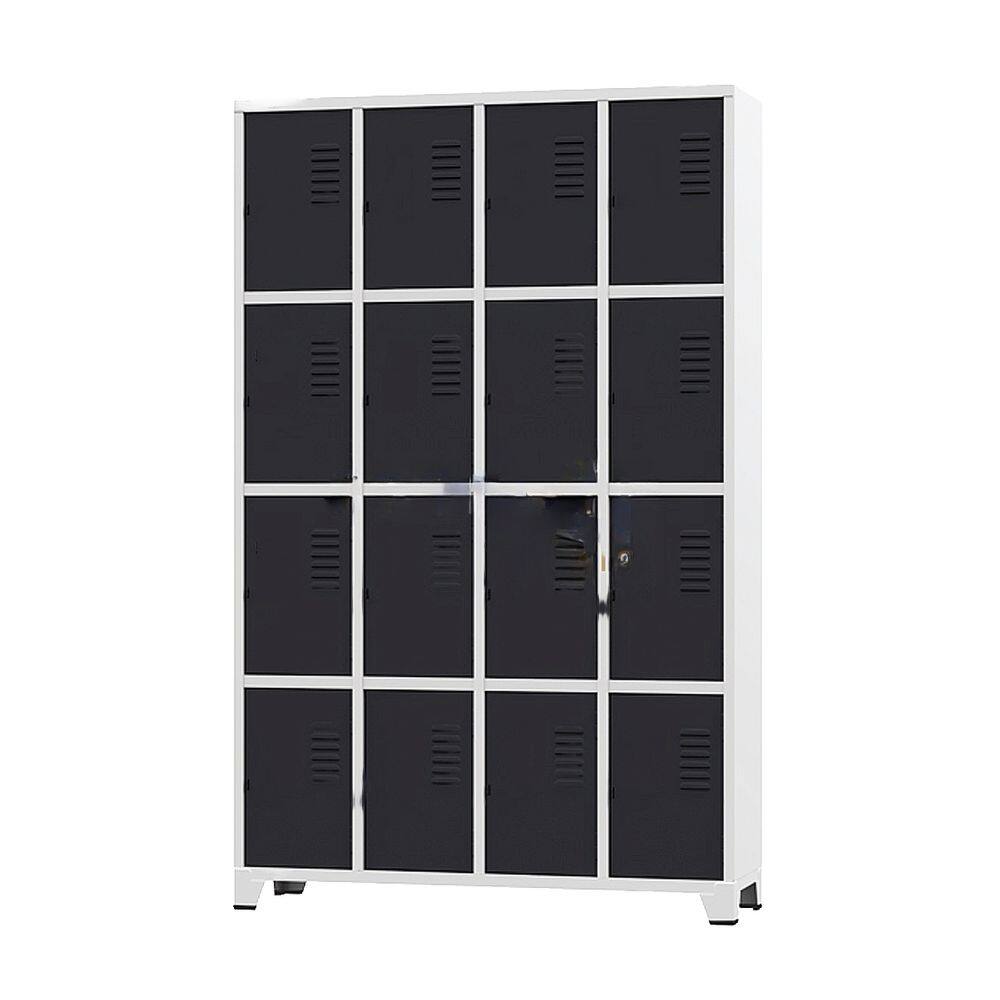 Armário Roupeiro De Aço Para Vestiário 16 Portas Locker Preto com Chave