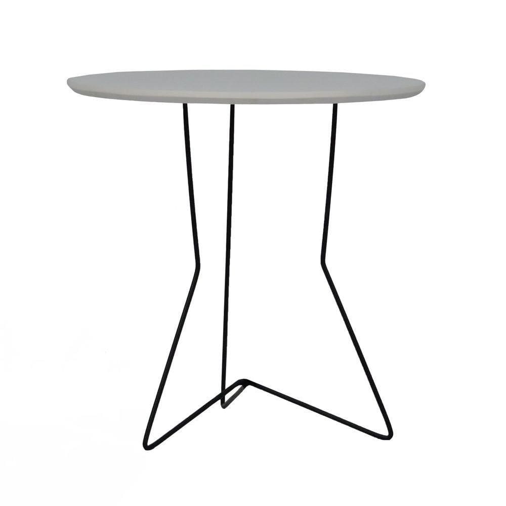 Mesa Lateral Redonda Wow Com Pés De Ferro Branco