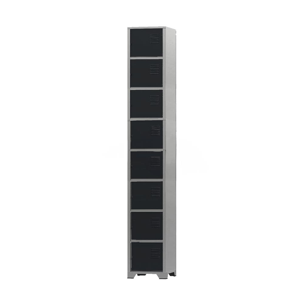 Armário Roupeiro De Aço 8 Portas Para Vestiário Academia Locker Preto com Chave