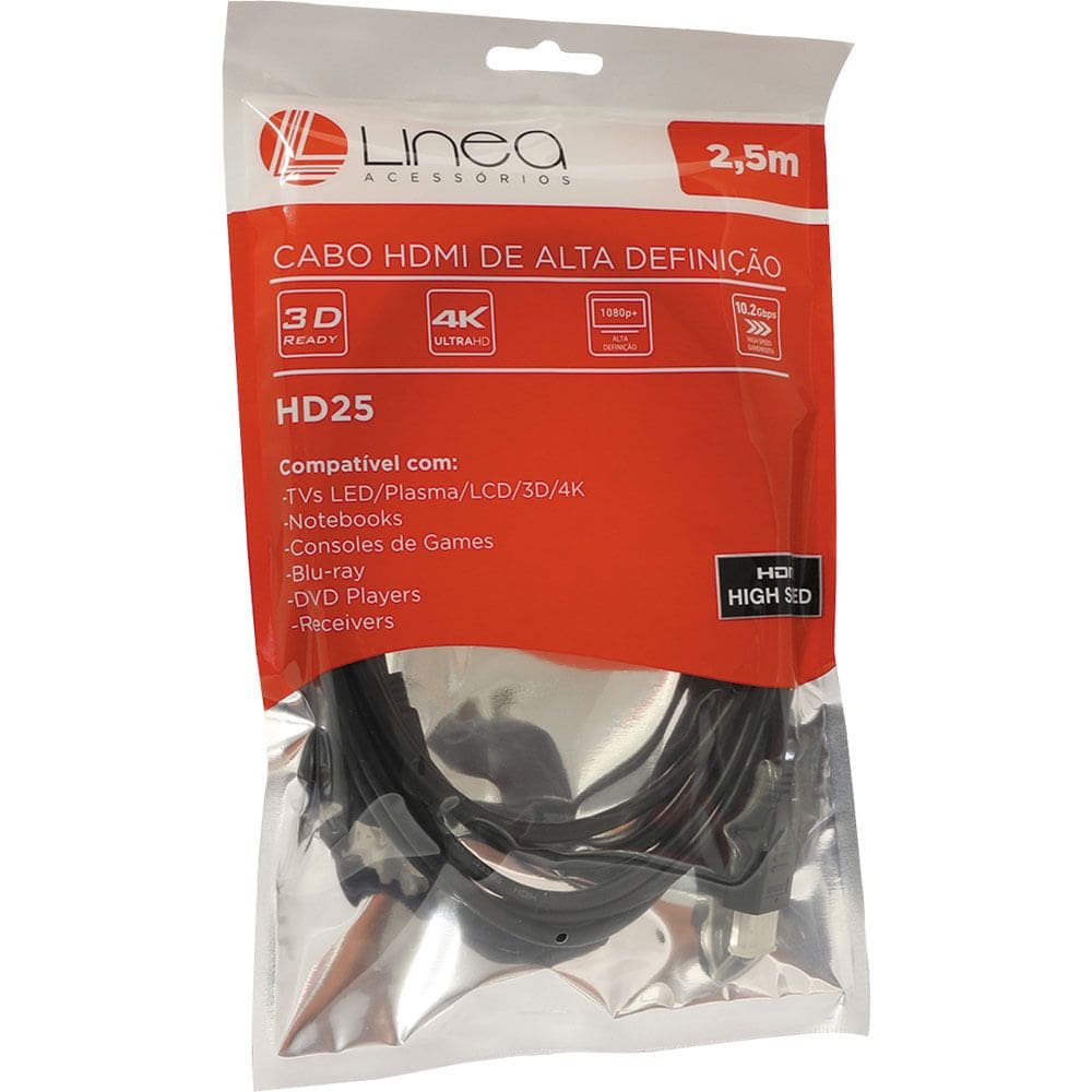 Cabo HDMI 2,5m Linea HD25