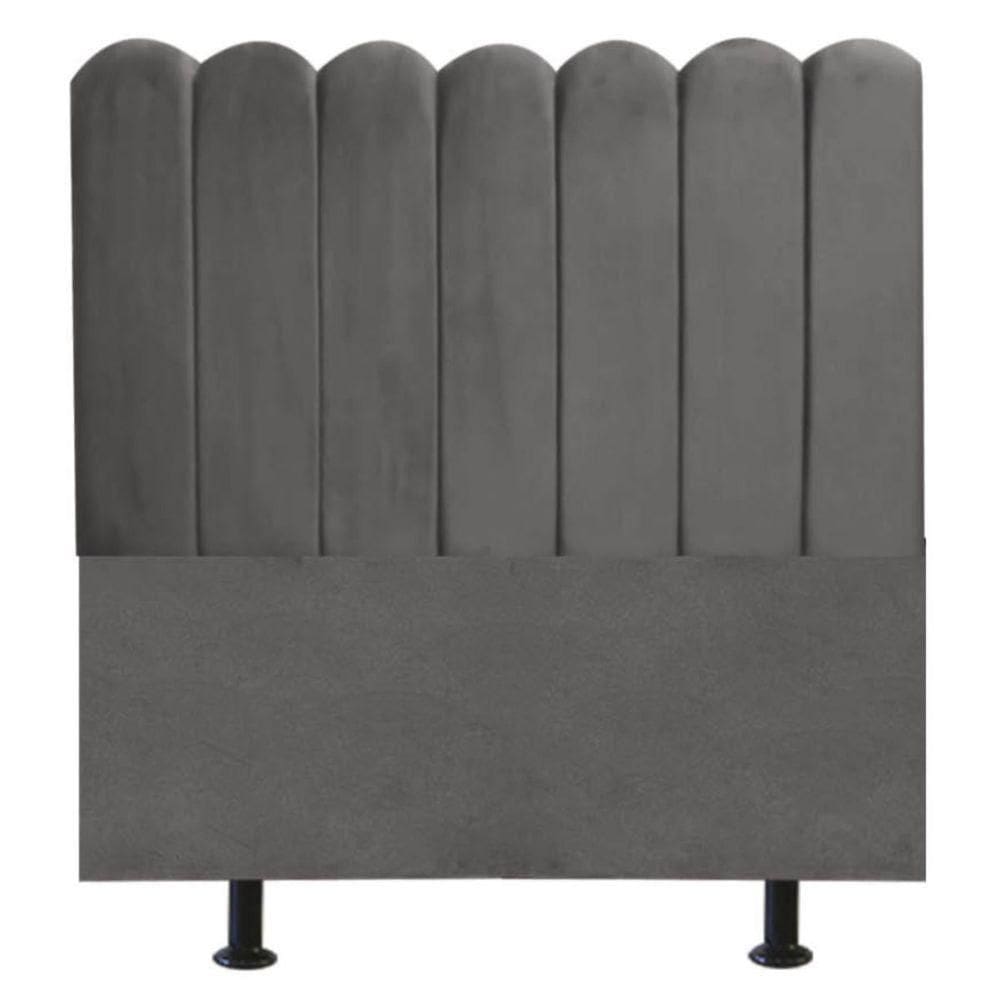 Cabeceira Nuvem Cama Solteiro 90cm Alanis Suede Cinza Escuro