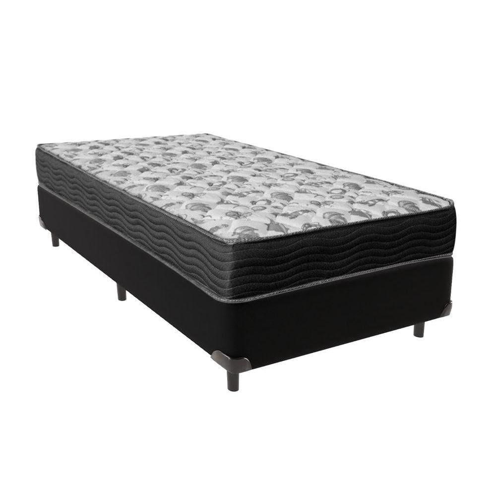 Cama Box Solteiro Preto Ortobom Colchão Iso100 D33