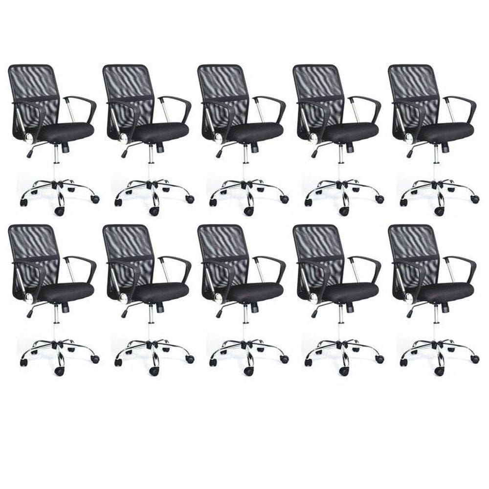 Kit 10 Cadeiras de Escritório Diretor Comfort Preto