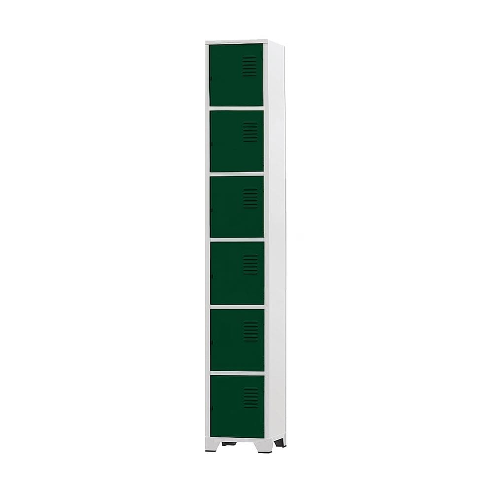 Armário Roupeiro De Aço 6 Portas Para Vestiário Academia Locker Verde Escuro com Chave