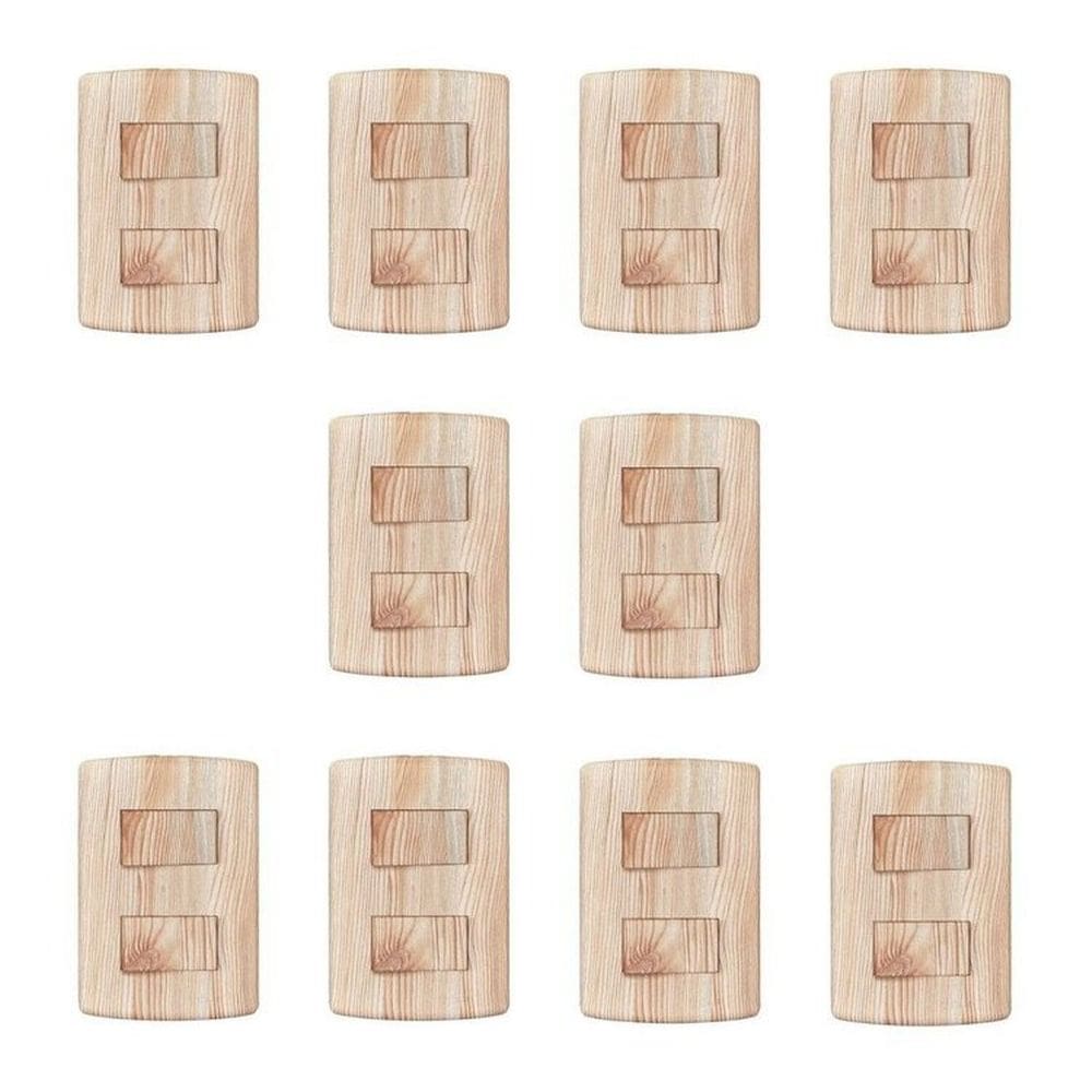 Conjunto de 10 Interruptores de 2 Teclas Simples, Modular, com Placa 4x2 e Suporte Bege