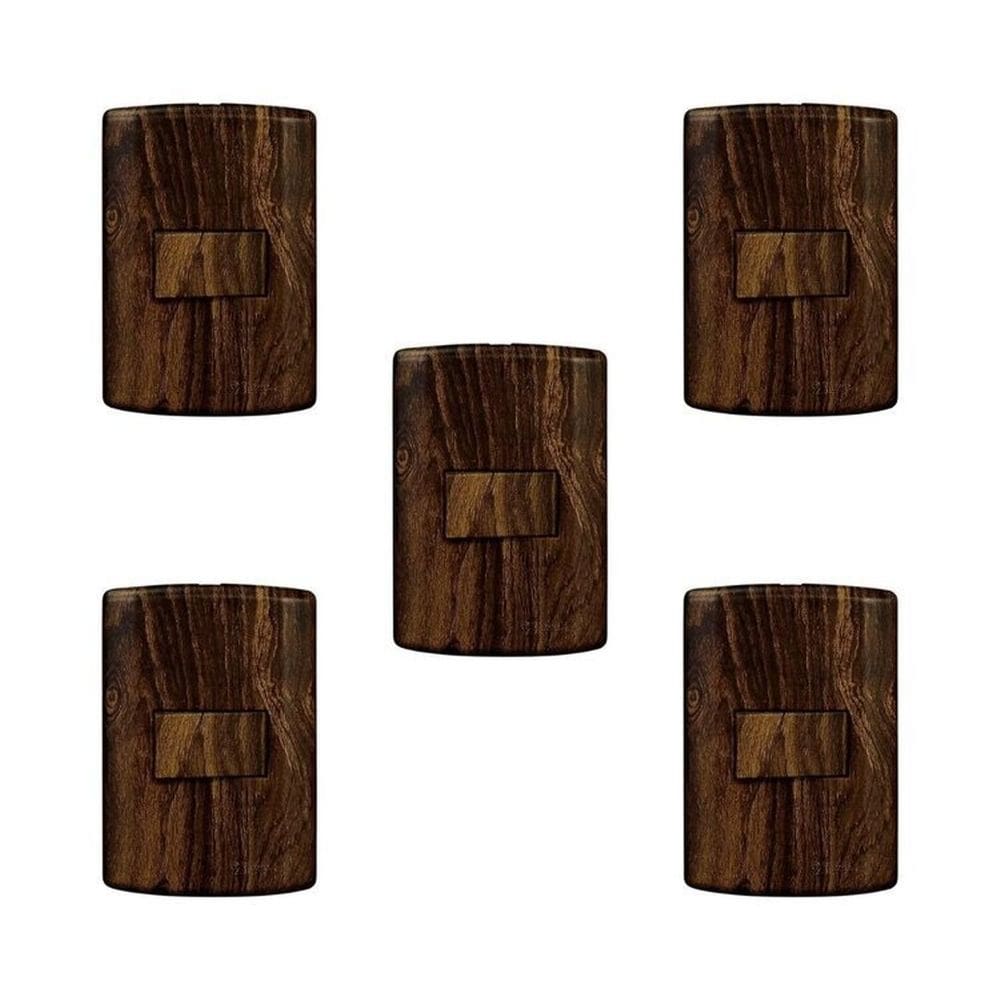 Conjunto de 5 Interruptores de 1 Tecla Simples, Modular, com Placa 4x2 e Suporte Marrom