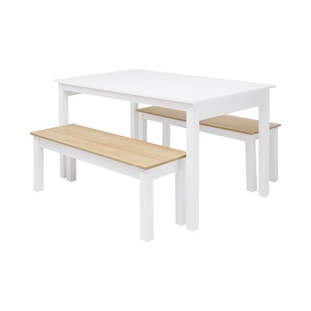 Mesa De Jantar Ditália 2bancos Ja-220+ja-225 Branco