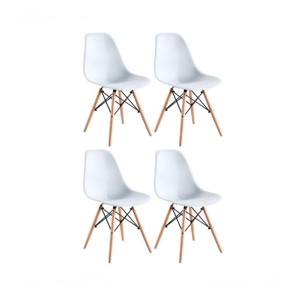 Kit 04 Cadeiras Eames Charles Eiffel - Branco Branco