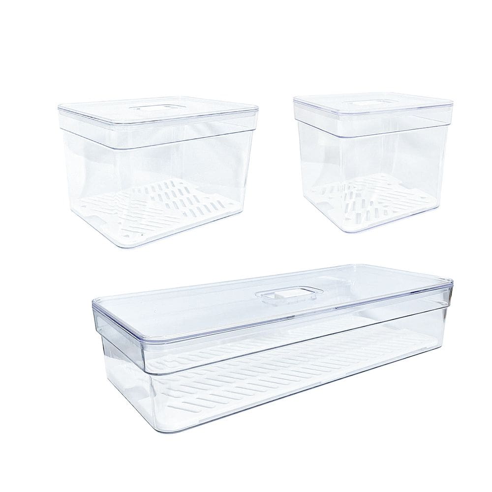 Kit 3 Cesto Organizador Conservador De Alimentos Cozinha Geladeira Armário 2,8 / 3,6 / 3,8 Litros