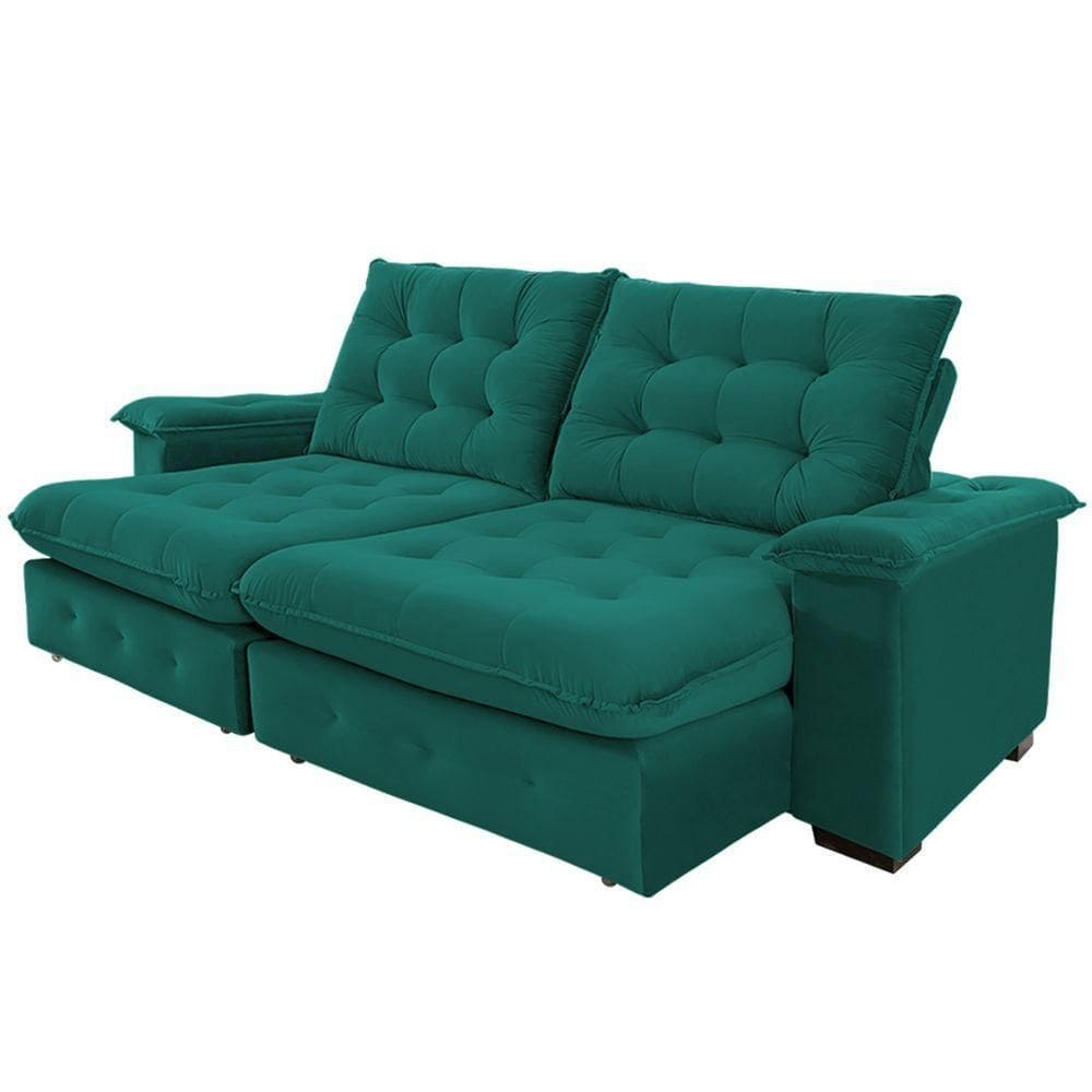 Sofá 4 Lugares Coliseu 2.60m Retrátil E Reclinável Super Pillow - Verde