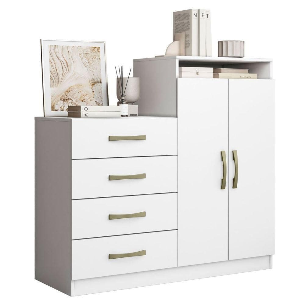 Cômoda 2 Portas 4 Gavetas Lucy Branco