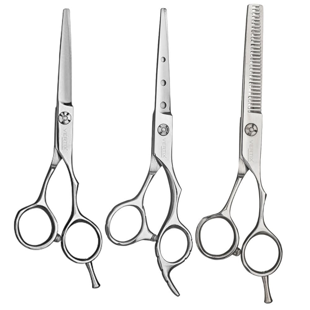 3 Tesoura Profissional 6" Fio Navalha Laser Desbaste Vertix