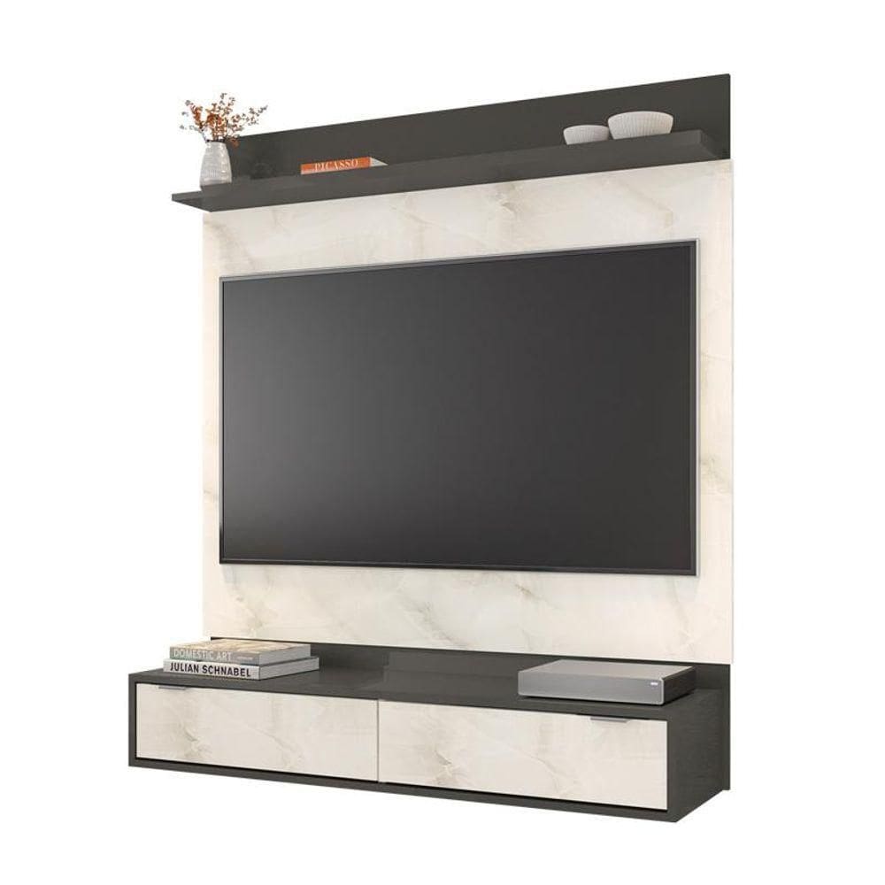 Painel Suspenso Para Tv Uruguai Grafite Perolizado/carrara - Fdecor
