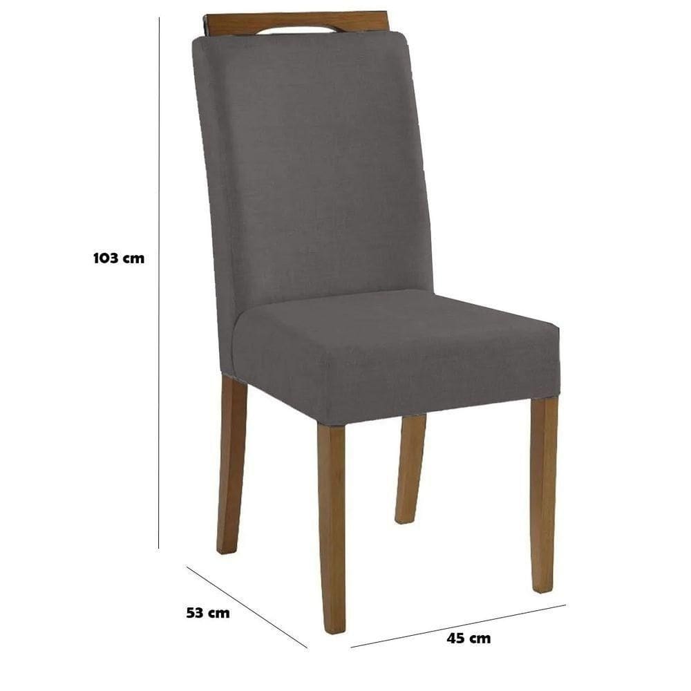 Kit 2 Cadeiras Sala De Jantar Estofadas D-28 100% Madeira Heloísa Suede Cinza
