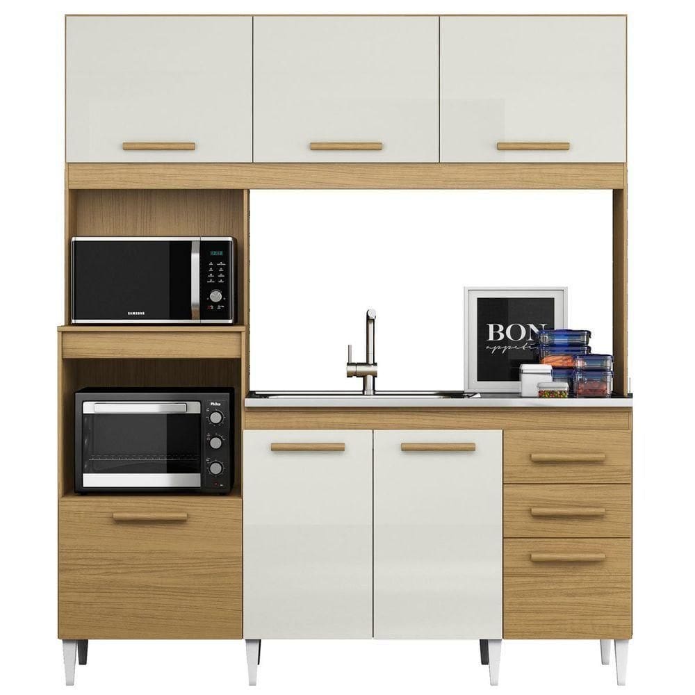 Kit Cozinha 6 Portas 3 Gavetas Carina Atacama Off White