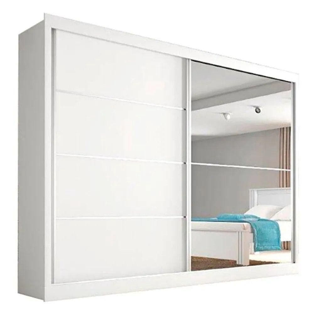 Guarda Roupa Casal Flex 2 Portas Com Espelho Verona Plus – Made Marcs - Branco Acetinado
