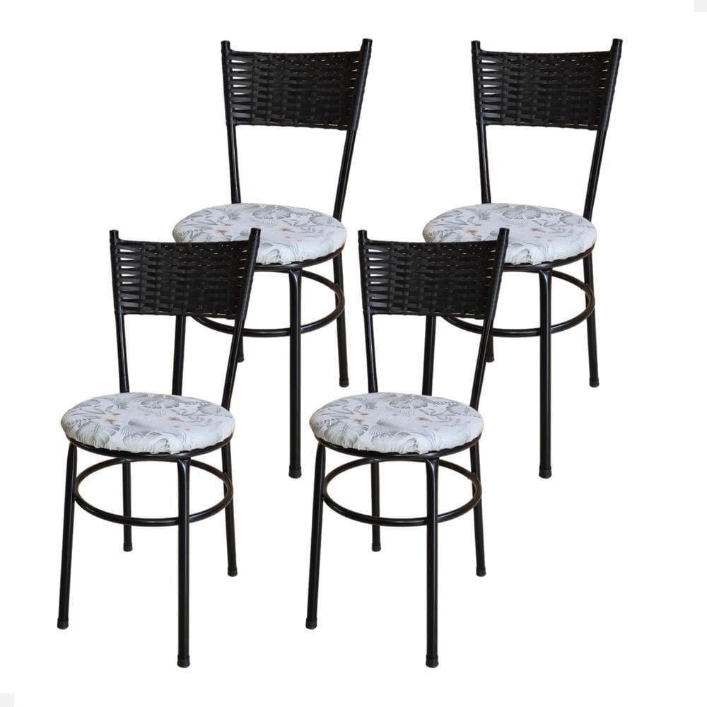 Conjunto 4 Cadeiras Para Cozinha Viena Cor:floral Gelo