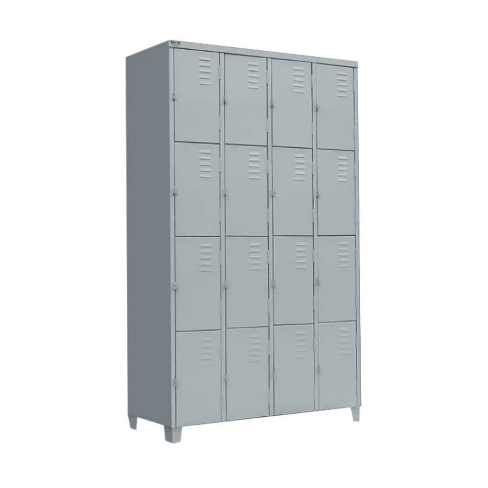 Armário Roupeiro De Aço Vestiário Academia 16 Portas Locker Cinza com Chave