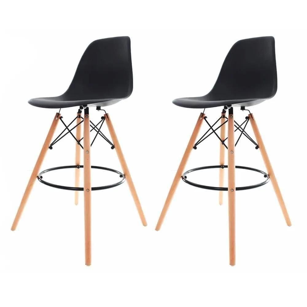 Kit 02 Banquetas Altas Eames Charles Eiffel - Black Black