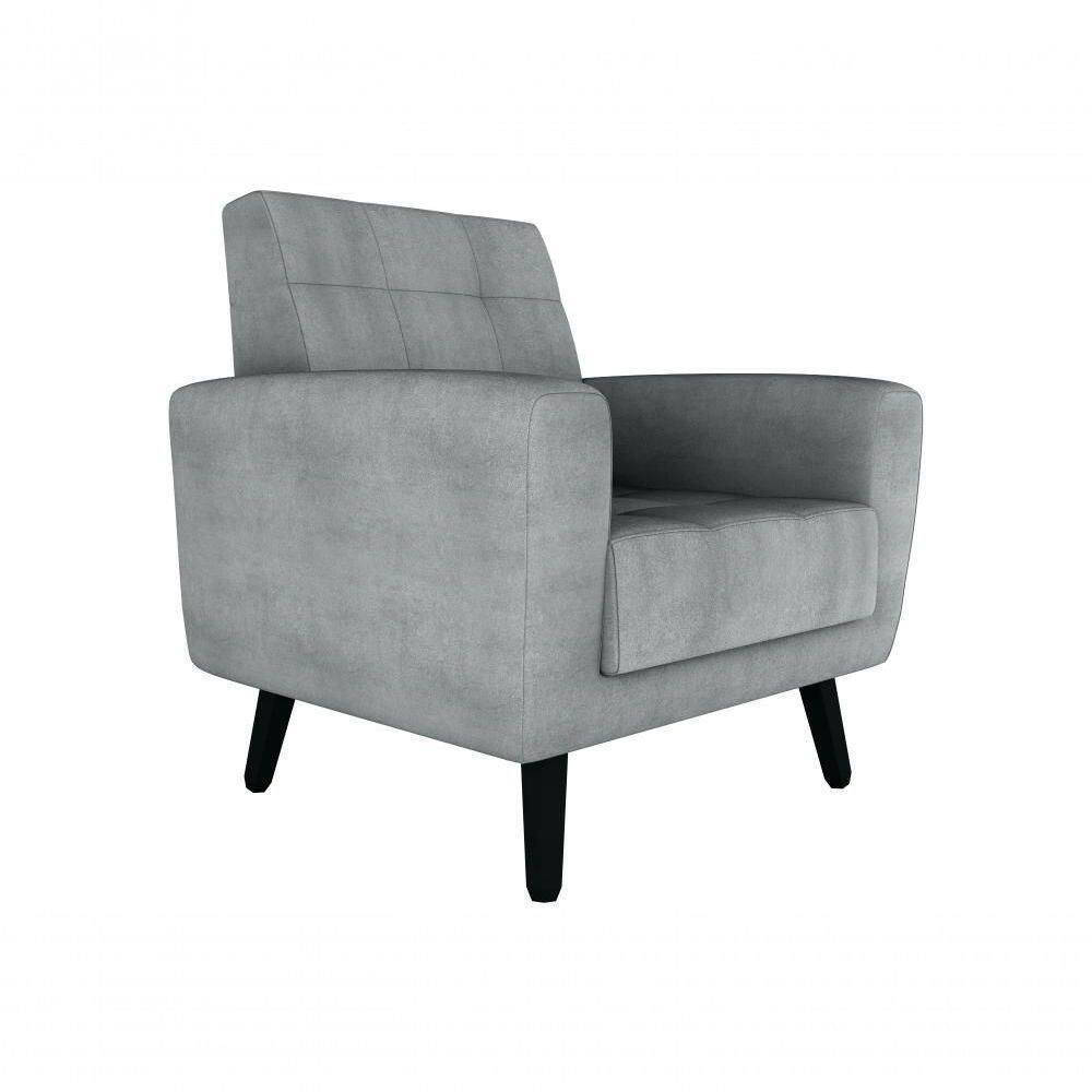 Poltrona Cadeira Sala Decorativa Recepção Livia Matrix Cinza