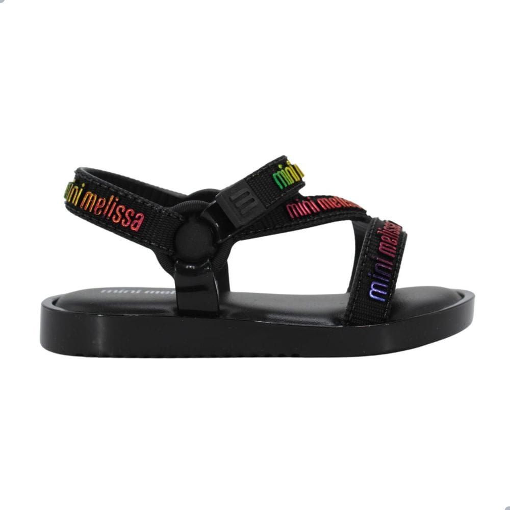 Sandalia Mini Melissa Stripes M Lover Bb Preto