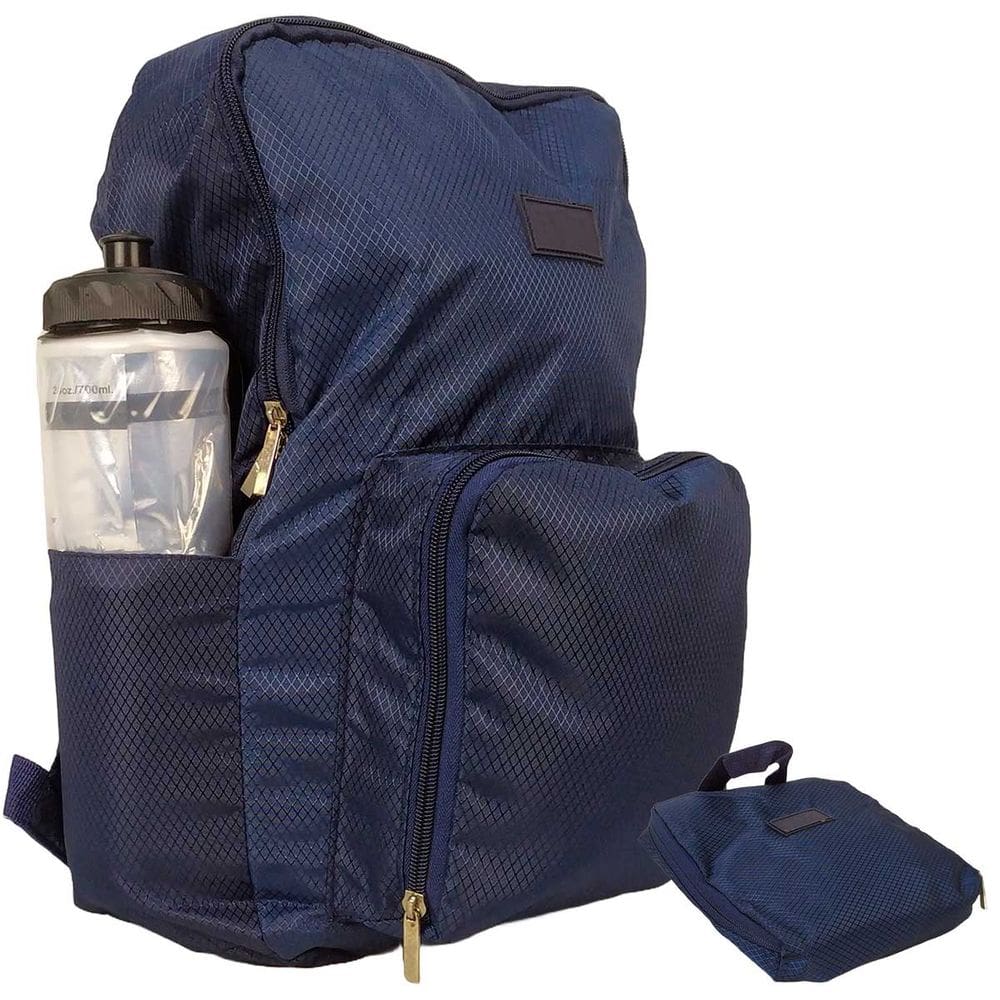 Mochila Escolar Viagem Bolsa Academia Unissex Dobrável Azul Escuro CBRN18222