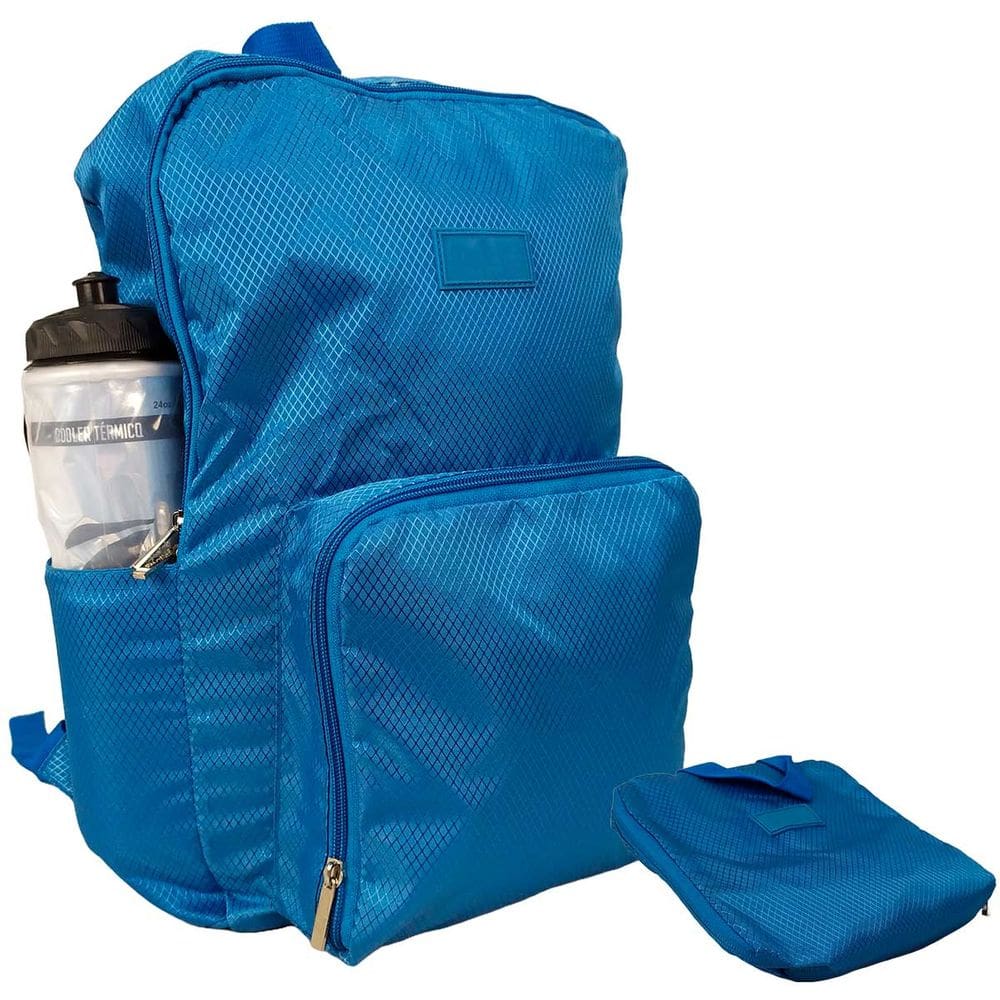 Mochila Escolar Viagem Bolsa Academia Unissex Dobrável Azul CBRN18215