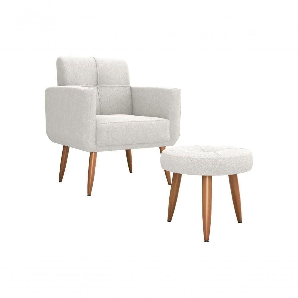 Kit Poltrona Decorativa Sala + Puff Havana Matrix Bege