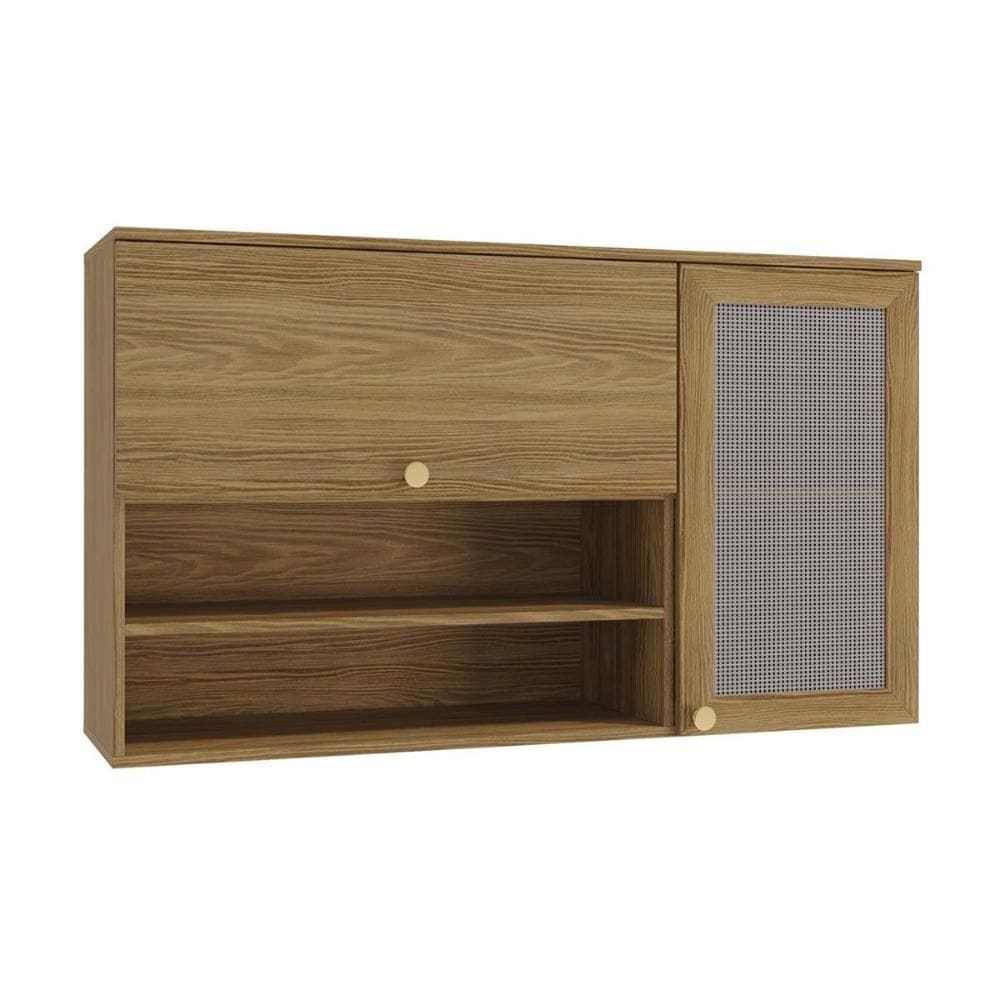 Armário Aéreo Cozinha Modulado Botanic M635 2 Portas c/ Tela 120cm Nogueira - Kappesberg