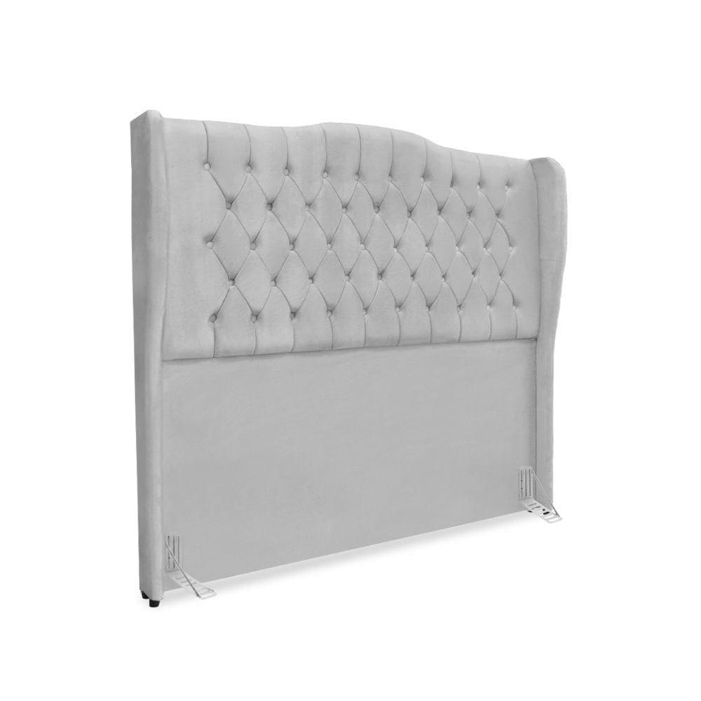 Cabeceira De Cama Box Casal 140 Cm Dubai Premium - Veludo Cinza