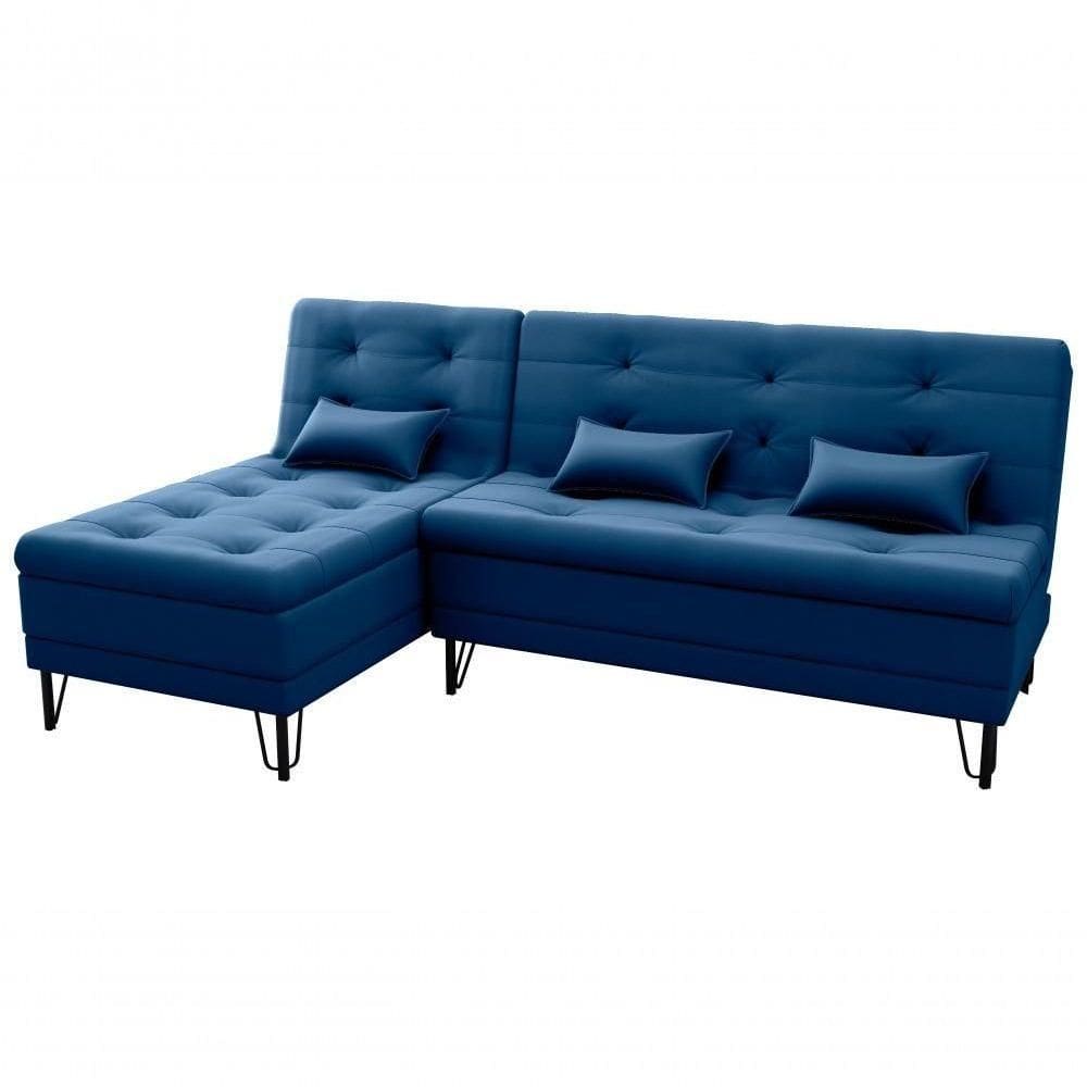 Sofá Cama com Chaise 3 Lugares 2,00 Mts Nice Matrix Azul