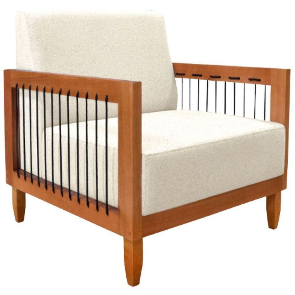 Poltrona Decorativa Betina Sala De Estar Recepção Escritório Cor:rusticonatural