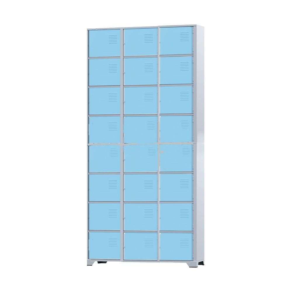 Armário Roupeiro De Aço 24 Portas Para Vestiário Academia Locker Azul Claro com Chave
