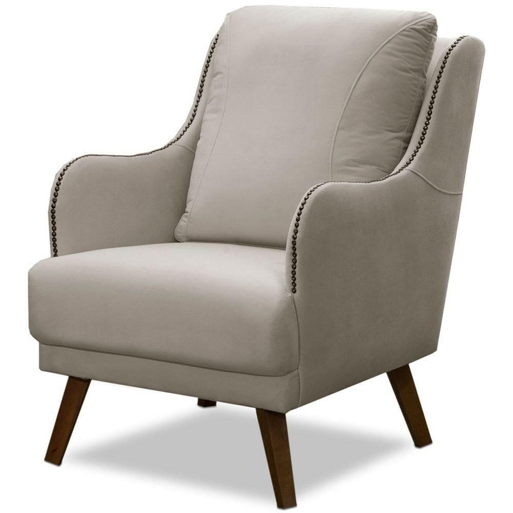 Poltrona Decorativa Sarah Veludo Bege