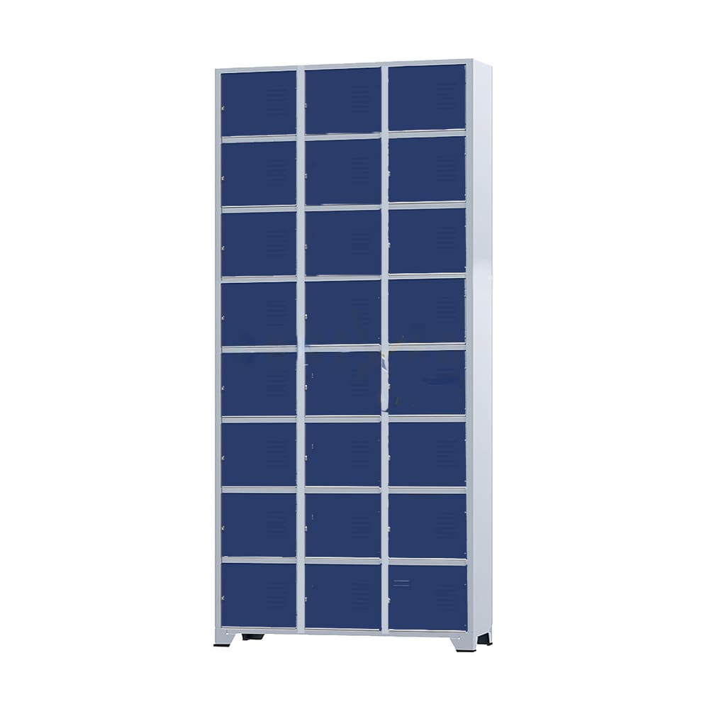 Armário Roupeiro De Aço 24 Portas Para Vestiário Academia Locker Azul Marinho com Chave
