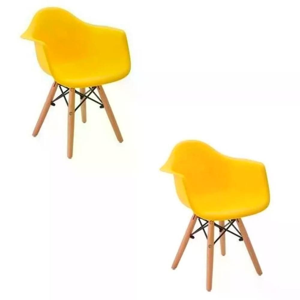 Kit 02 Cadeira Eiffel Com Braço - Amarelo Amarelo