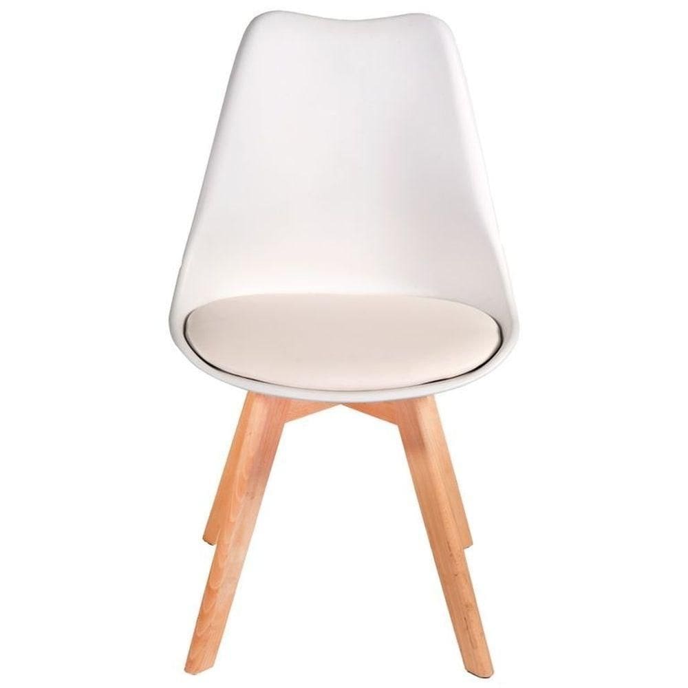 Cadeira Charles Eames Leda Luisa Saarinen Design Wood Estofada Base Madeira - Branca