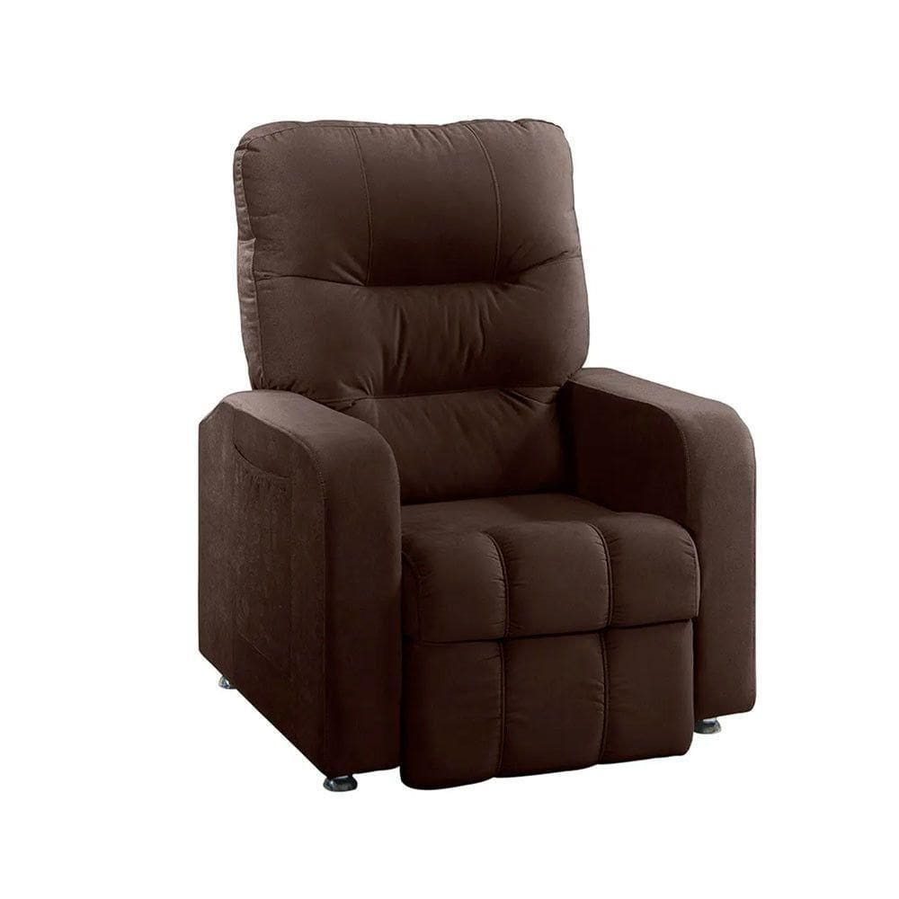 Poltrona Do Papai Reclinável Maldivas Suede Marrom Chocolate Star Confort Marrom Chocolate