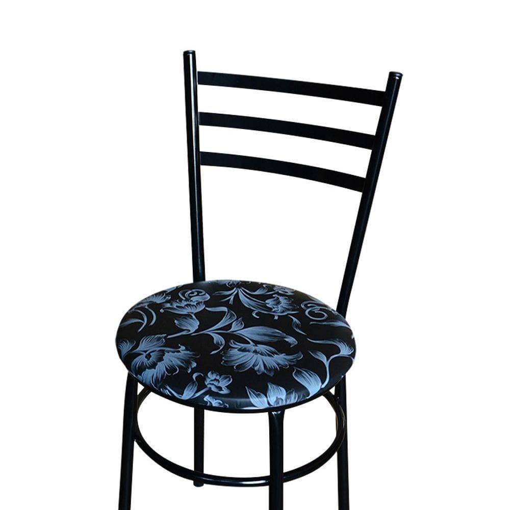 2 Cadeiras Para Cozinha Epoxi Preta Assento Floral Cor:floral Preto