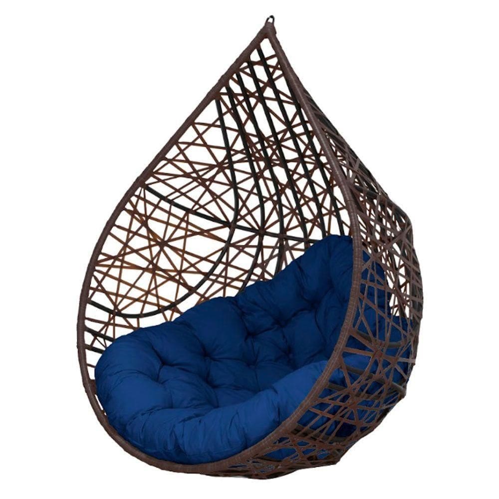 Cadeira Balanço Ninho Suspenso Gota Tramado C- Almofada Impermeável Acesse Móveis Tabaco-azul