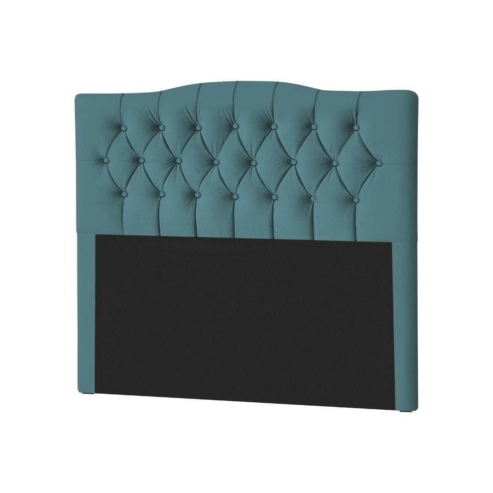 Cabeceira King Casal Estofada Capitonê Lari 195Cm Veludo Azul