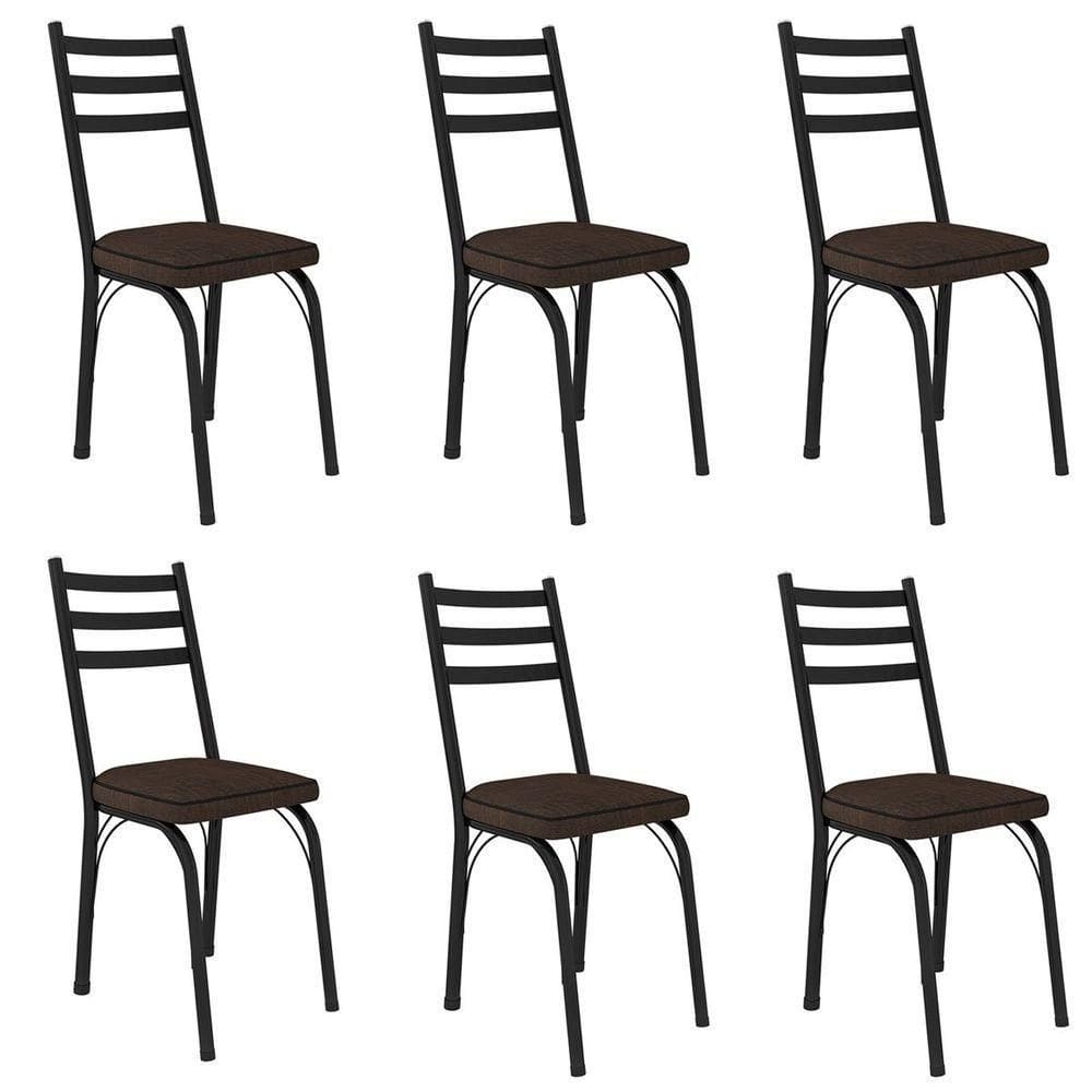 Kit 6 Cadeiras Para Cozinha Tubular D-13 Nara De Aço Preto-imbuia