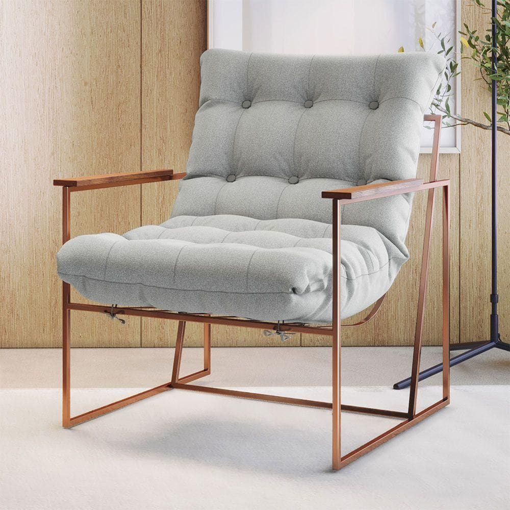 Poltrona M03 Estrutura Em Ferro Mais Decor Cobre/cinza