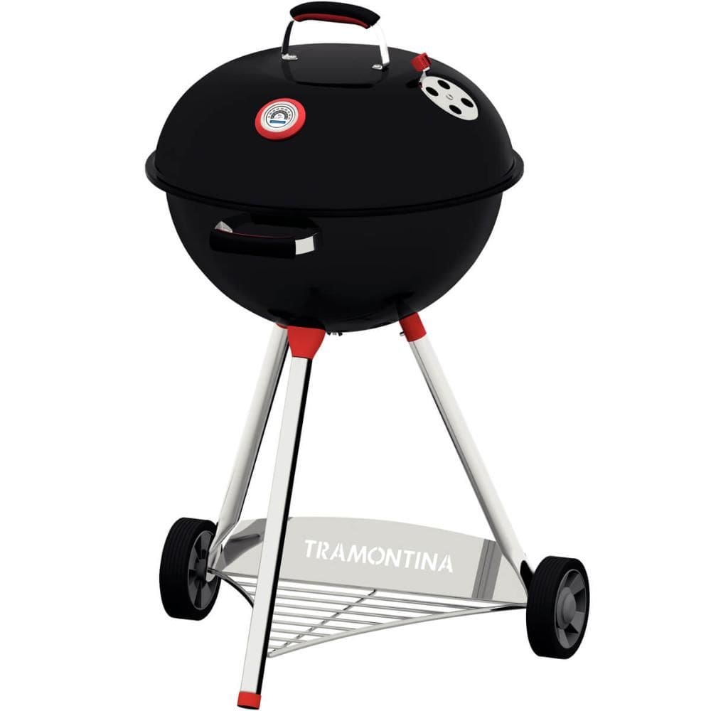 Churrasqueira Tramontina de Aço Esmaltado a Carvão TCP-560L Bafo Grelha de Inox com Rodas e Tampa