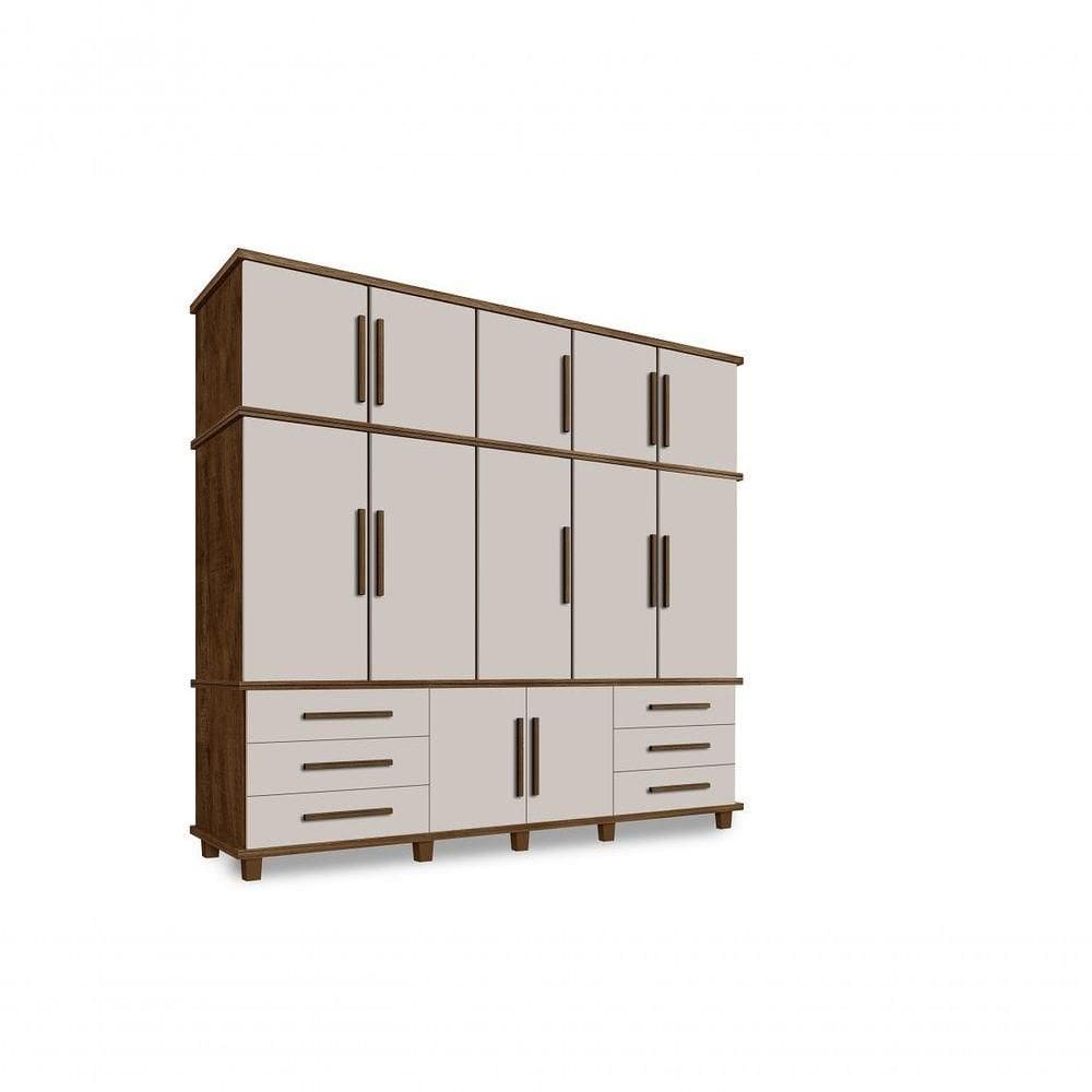 Guarda Roupa Londres Triplex Grande 5 Portas 6 Gavetas Com Maleiro Luapa Móveis malbec-off