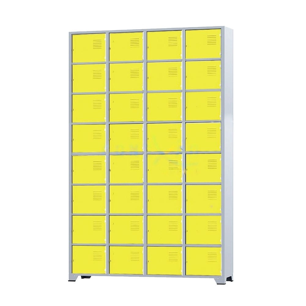 Armário Roupeiro De Aço Para Vestiário 32 Portas Locker Amarelo com Chave